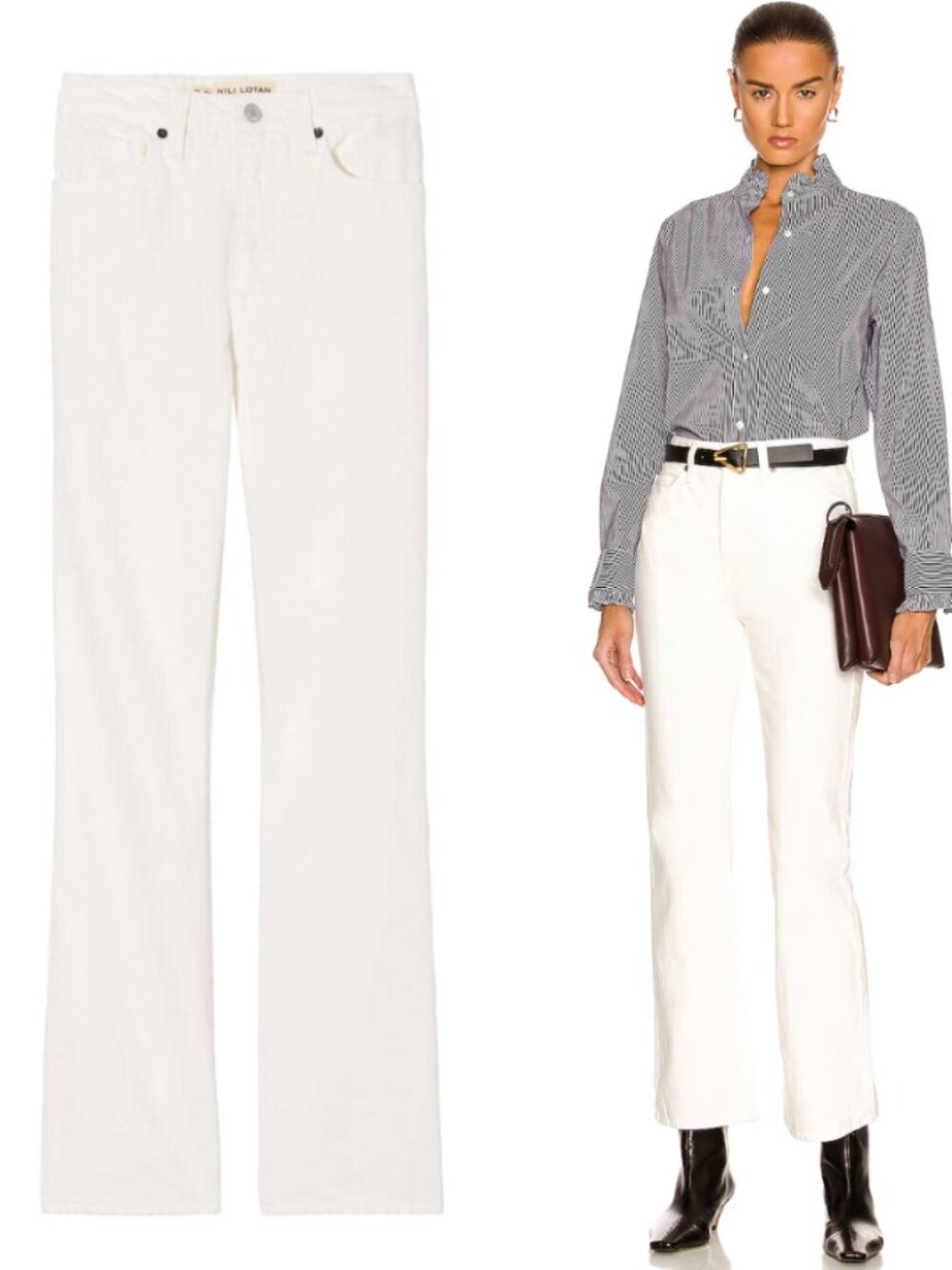 Nili Lotan Boot Cut Jeans Cream Wash Size 27